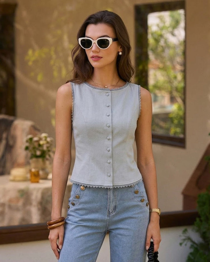Morgan and Brooke | Light Blue Single Breasted Vest