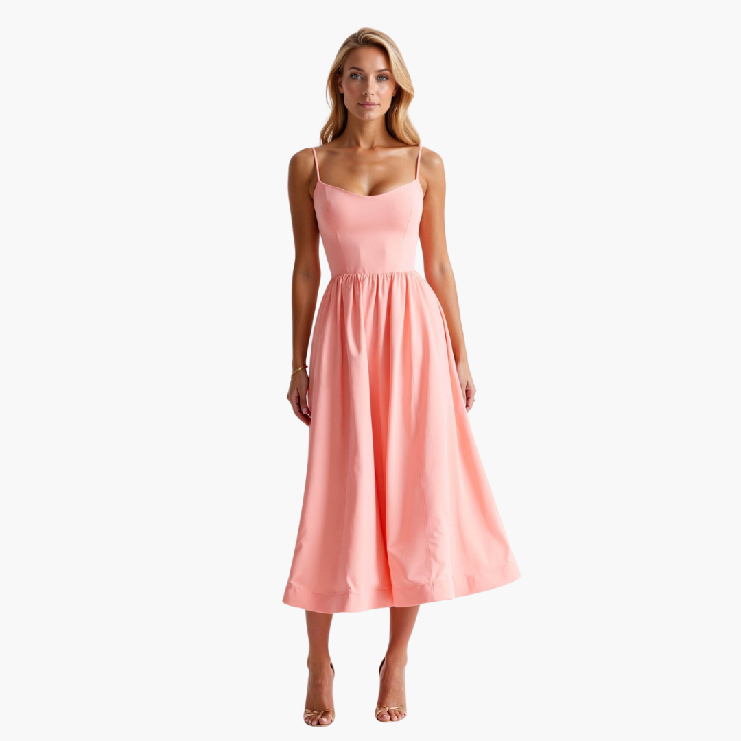 Morgan & Brooke | Ivory Bias-Cut Midi Chiffon Dress