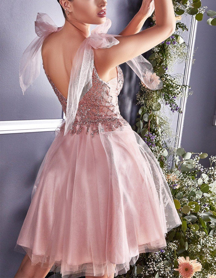 Morgan & Brooke | Red Sequin A-Line Rhinestone Strappy Dress