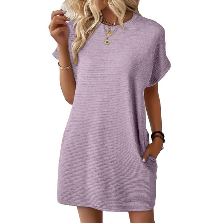 Morgan and Brooke | EVASHA™ | Casual Minimalist Round Neck Summer Dress