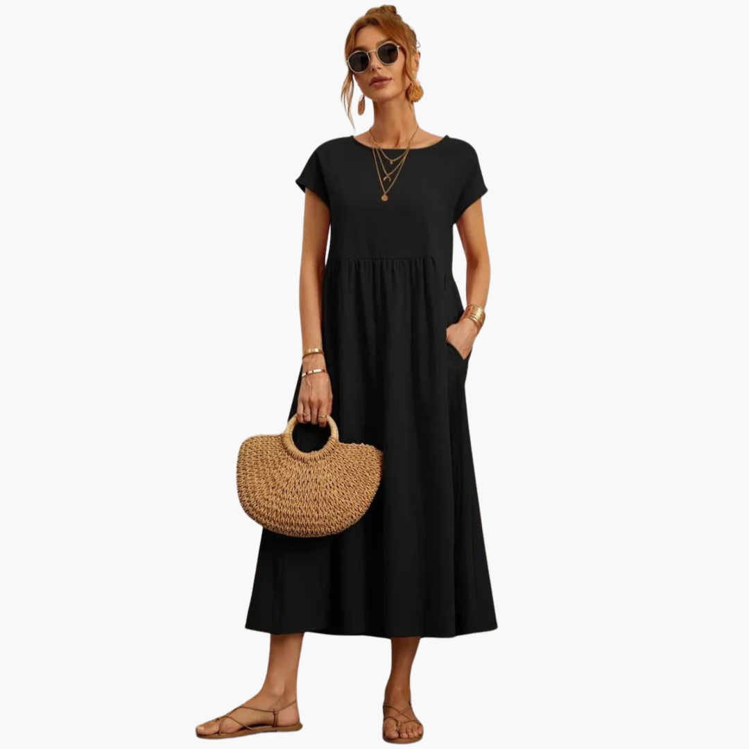Morgan & Brooke | Ivory Relaxed Fit Belted Cotton-Blend Dress