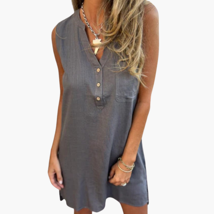 Morgan & Brooke | Black Sleeveless V-Neck Dress