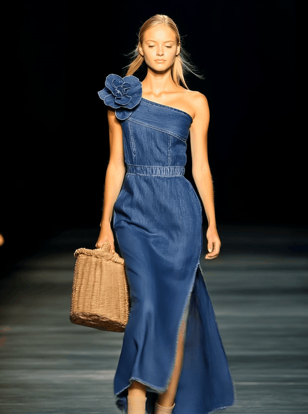 Morgan & Brooke | Denim Strapless Evening Dress