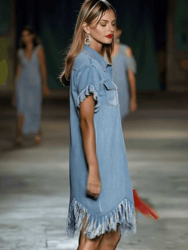 Morgan & Brooke | Denim Tassel Casual Dress