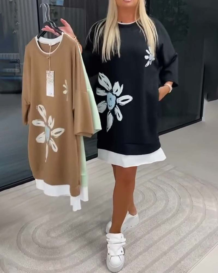 Morgan & Brooke | White Relaxed-Fit Knee-Length Cotton Dress