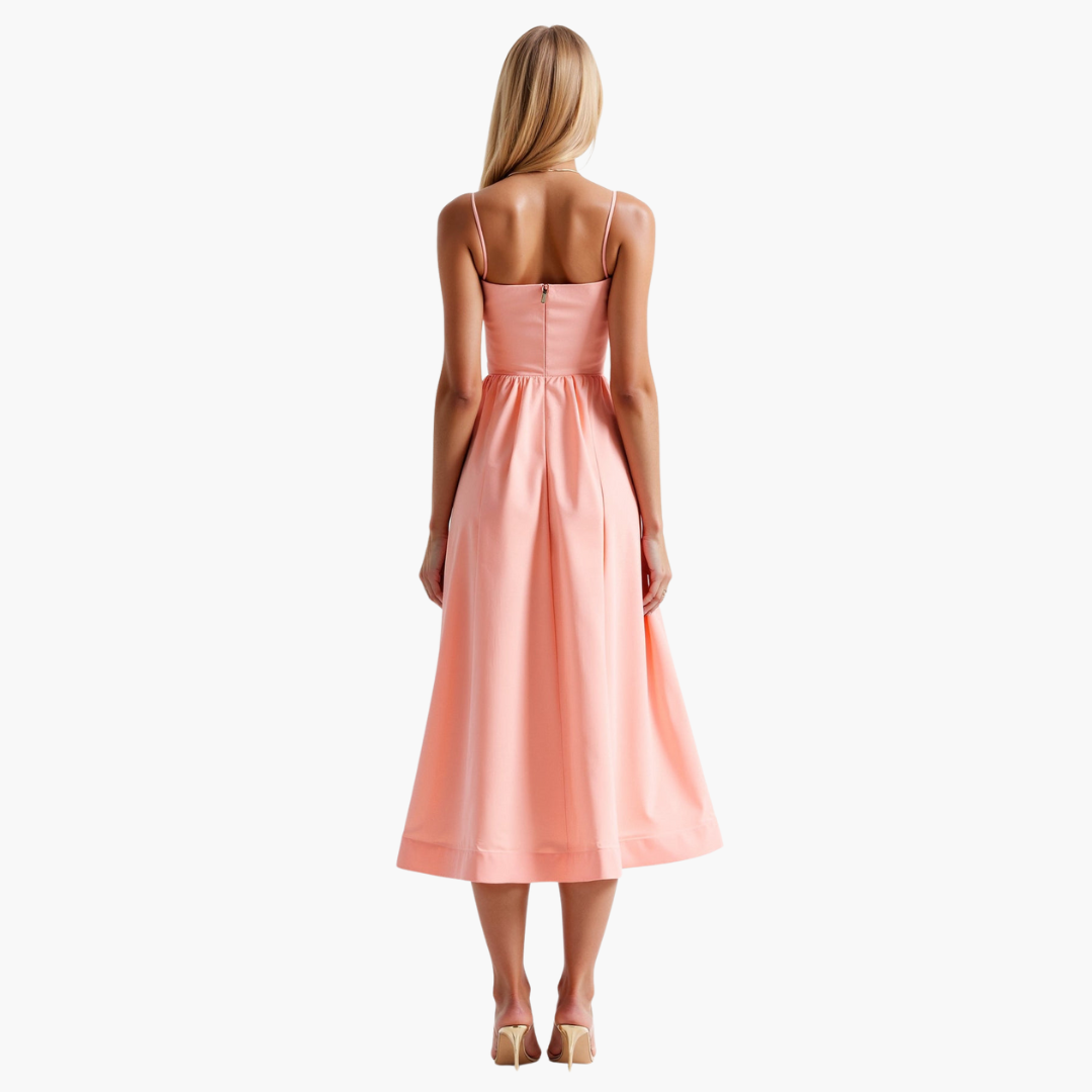 Morgan & Brooke | Ivory Bias-Cut Midi Chiffon Dress