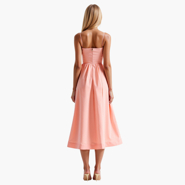 Morgan & Brooke | Ivory Bias-Cut Midi Chiffon Dress