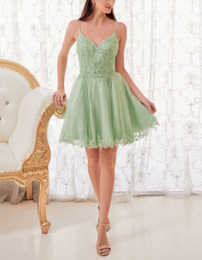 Morgan & Brooke | Mint Green Tulle Cocktail Dress