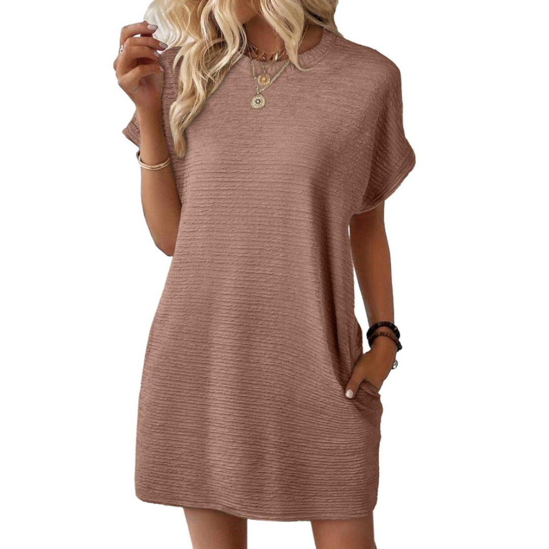 Morgan and Brooke | EVASHA™ | Casual Minimalist Round Neck Summer Dress