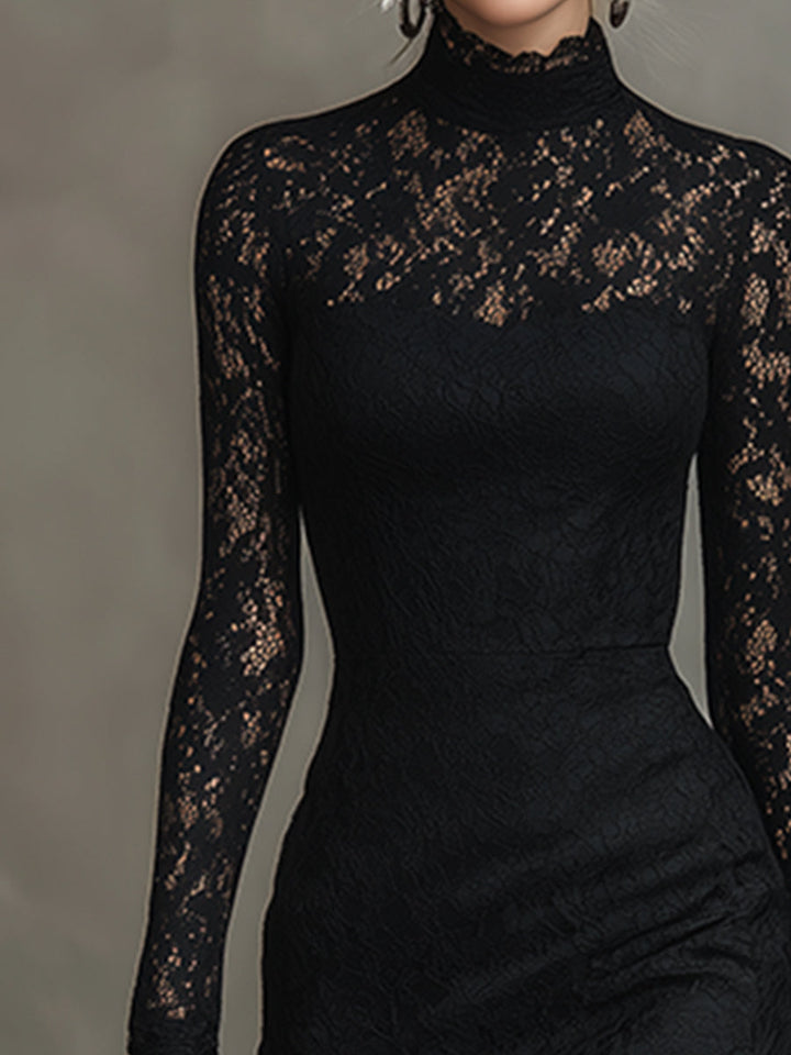 Morgan & Brooke | Black Lace Fishtail Evening Dress