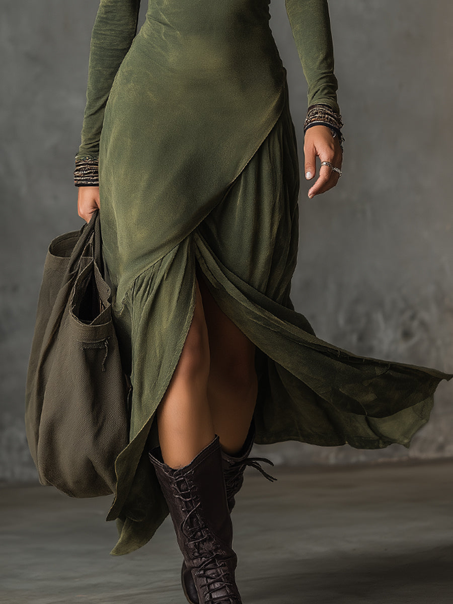 Morgan & Brooke | Bohemian Washed Cotton Half-Zip Hem Dress