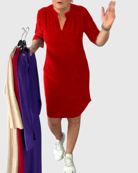 Morgan and Brooke | | Solid V-Neck Dress