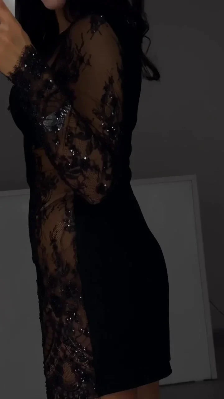 Morgan & Brooke | Lace-Detail A-Line Mini Dress