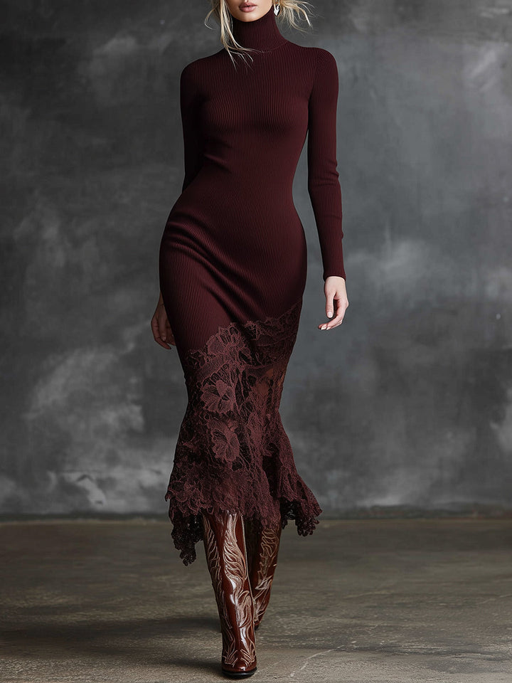 Morgan & Brooke | Burgundy Lace Evening Dress