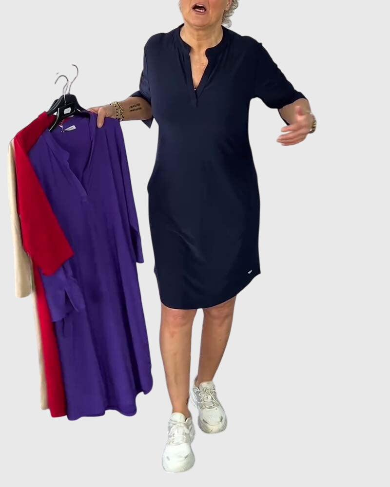 Morgan and Brooke | | Solid V-Neck Dress