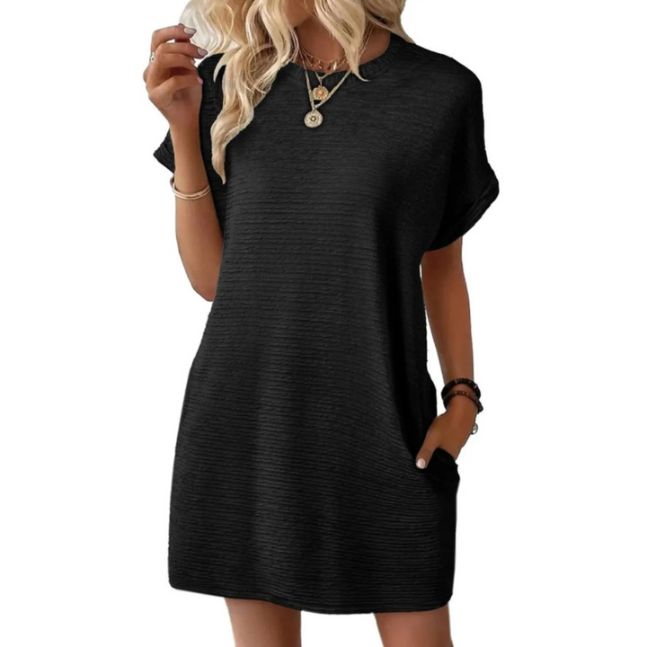 Morgan and Brooke | EVASHA™ | Casual Minimalist Round Neck Summer Dress