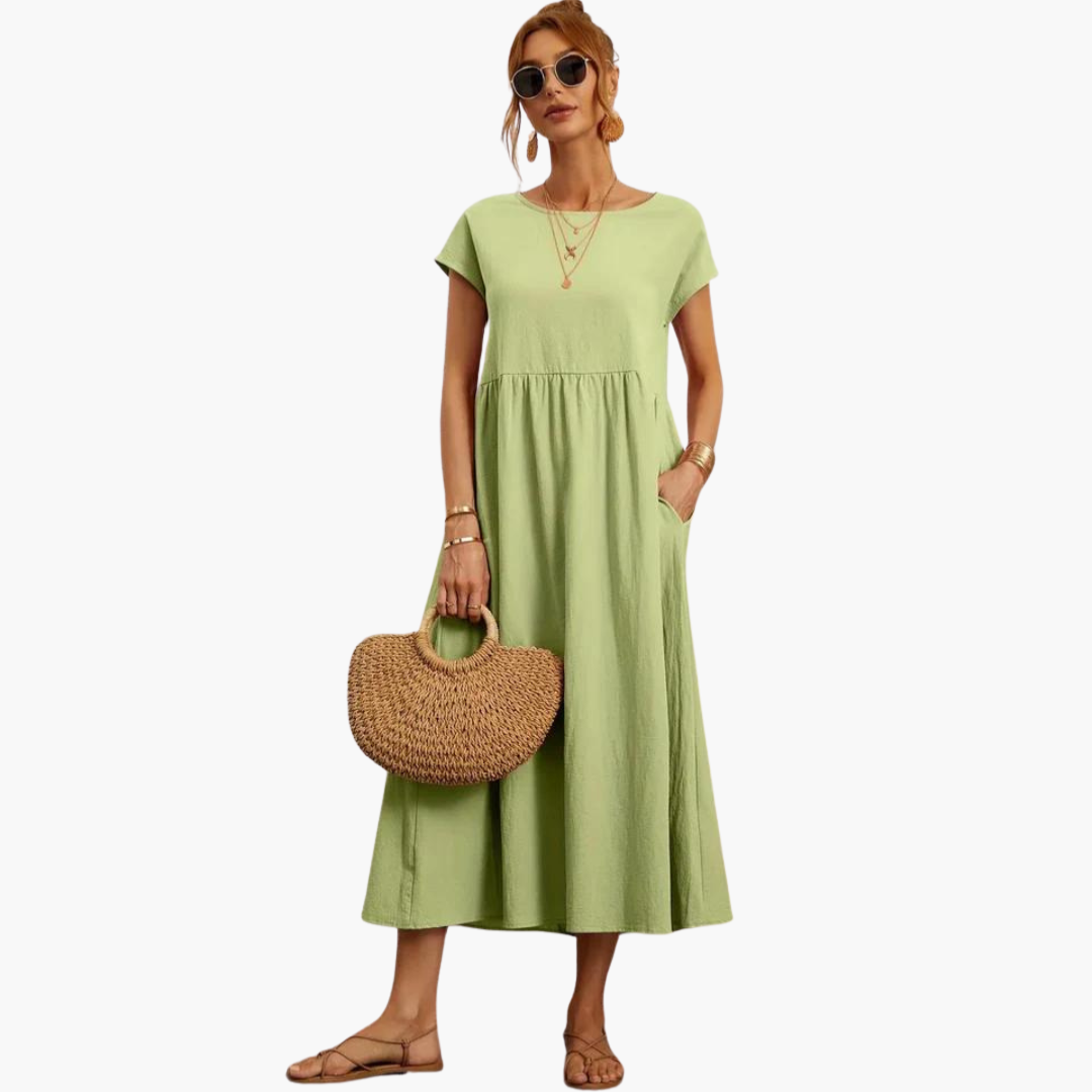 Morgan & Brooke | Ivory Relaxed Fit Belted Cotton-Blend Dress