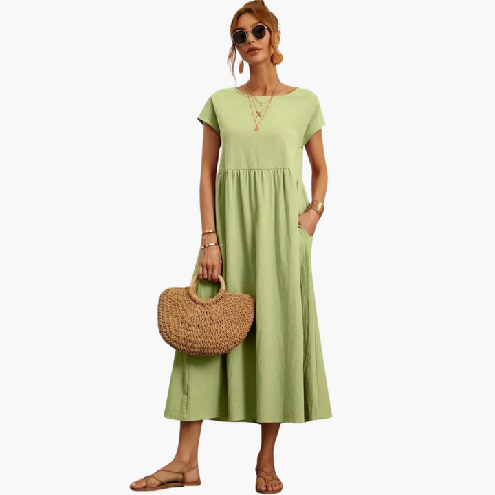 Morgan & Brooke | Ivory Relaxed Fit Belted Cotton-Blend Dress