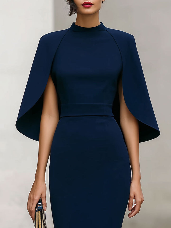 Morgan & Brooke | Navy Cape-Sleeve Midi Dress