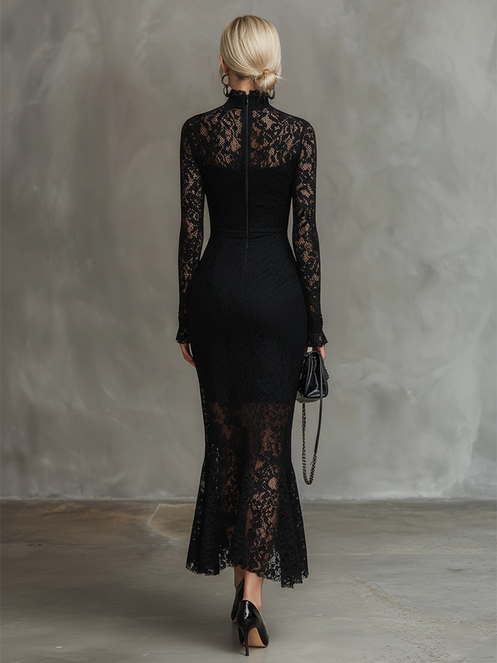 Morgan & Brooke | Black Lace Fishtail Evening Dress