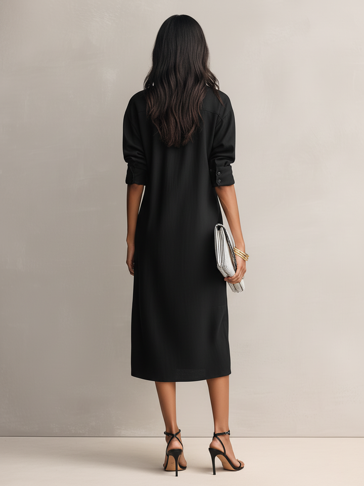 Morgan & Brooke | Black Linen Evening Dress