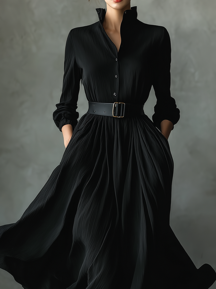 Morgan & Brooke | Black Pleated Dress