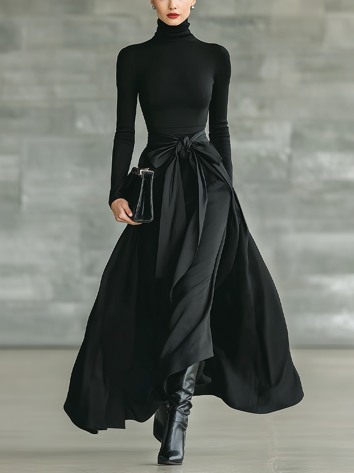 Morgan & Brooke | Black Satin Evening Dress