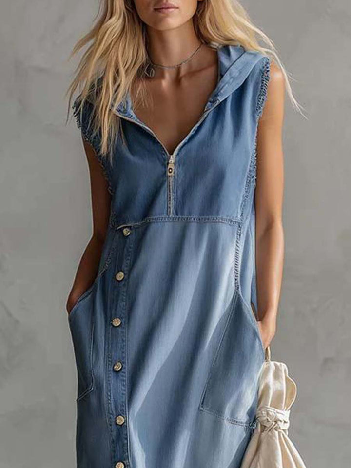 Morgan & Brooke | Blue Denim V-Neck Casual Dress