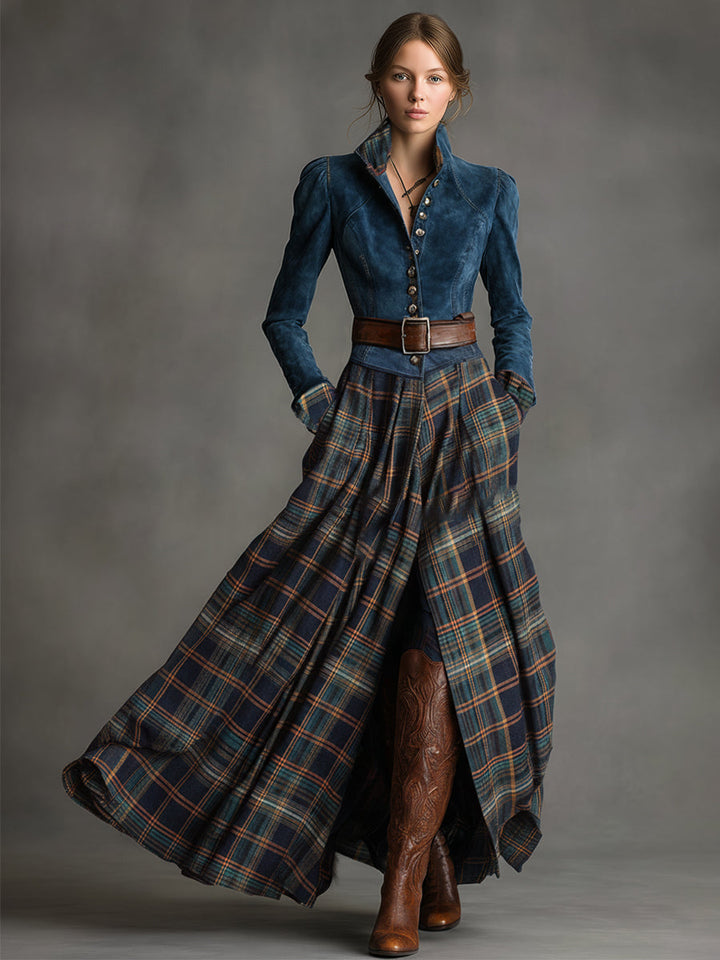 Morgan & Brooke | Blue Faux Suede Casual Dress