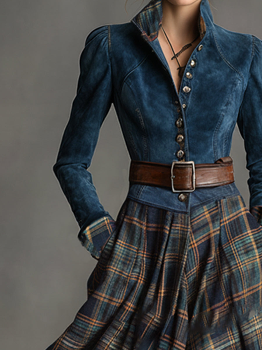 Morgan & Brooke | Blue Faux Suede Casual Dress