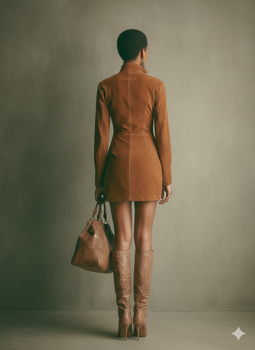 Morgan & Brooke | Caramel Faux Suede Dress