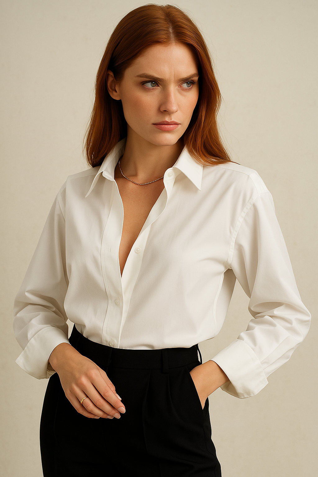 Morgan & Brooke | Tailored Button-Up Organic Cotton Blouse
