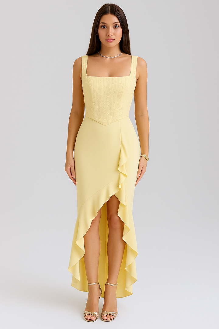 Morgan & Brooke | Pastel Ruffled Midi Dress