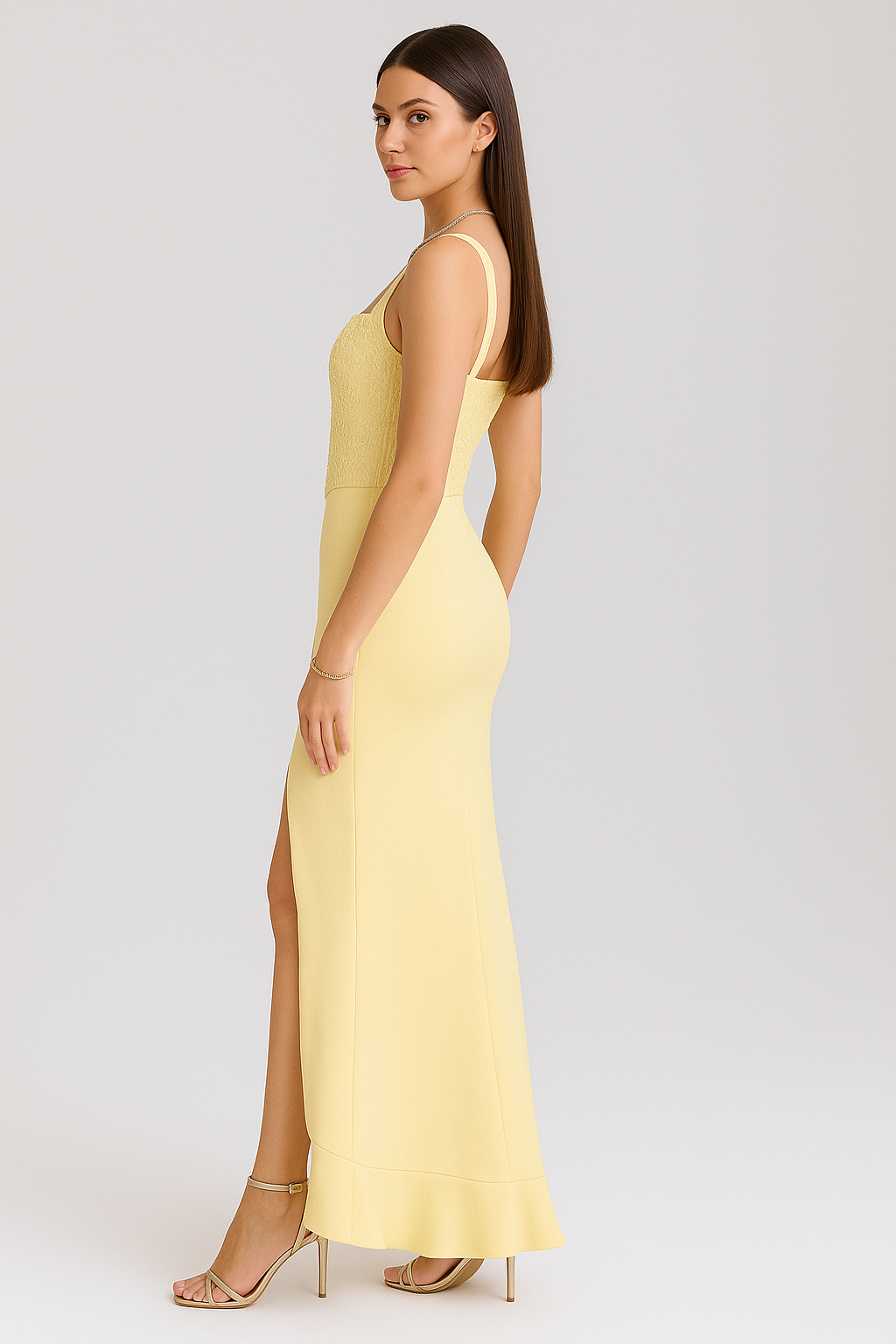 Morgan & Brooke | Pastel Ruffled Midi Dress