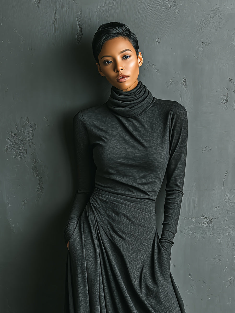 Morgan & Brooke | Cotton Turtleneck Evening Dress