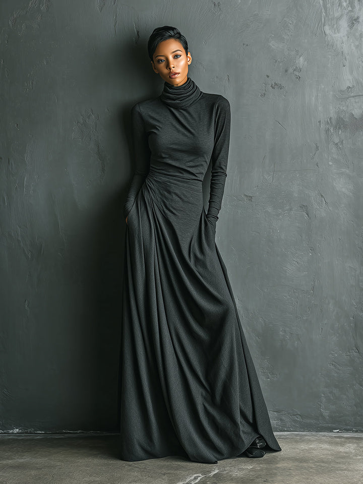 Morgan & Brooke | Cotton Turtleneck Evening Dress