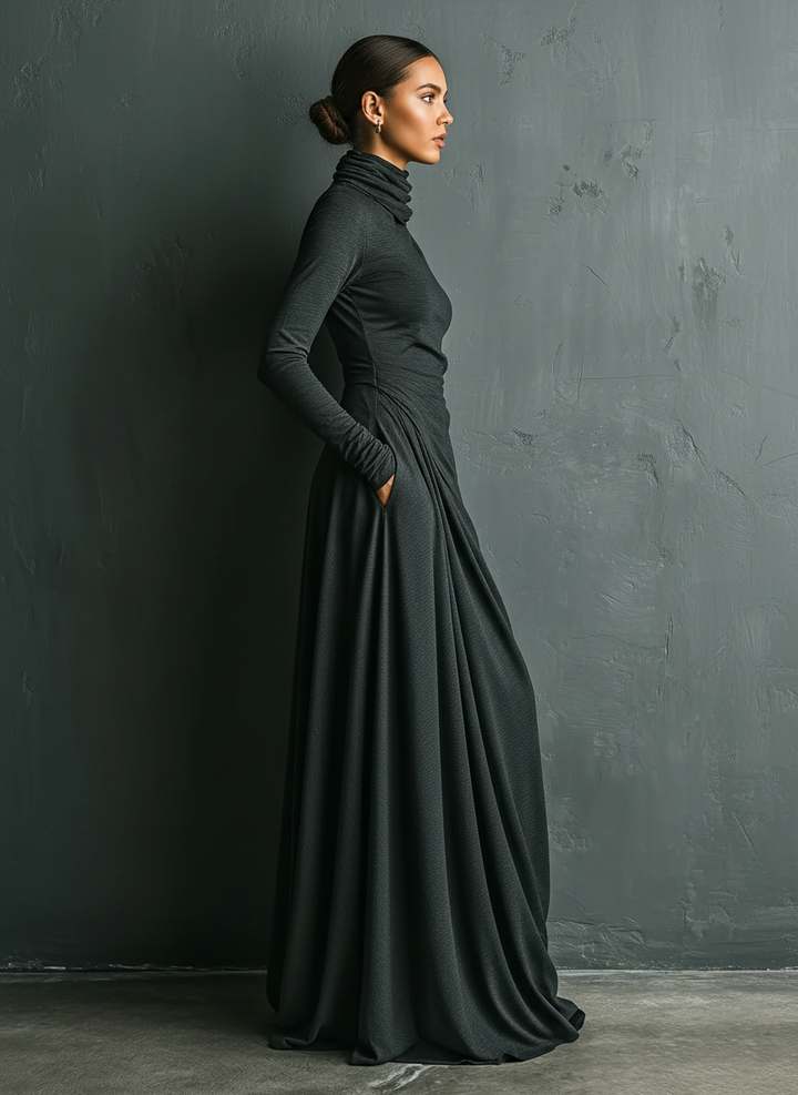 Morgan & Brooke | Cotton Turtleneck Evening Dress