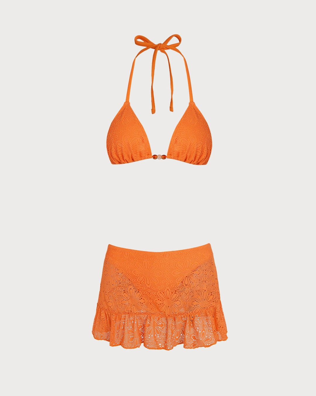 Morgan and Brooke | Floral Halter Bikini Set for Women in Orange