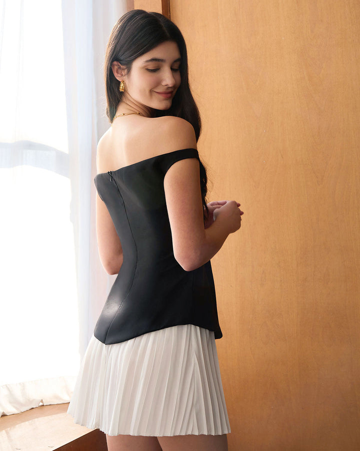 Morgan and Brooke | Off-shoulder Black Mini Dress