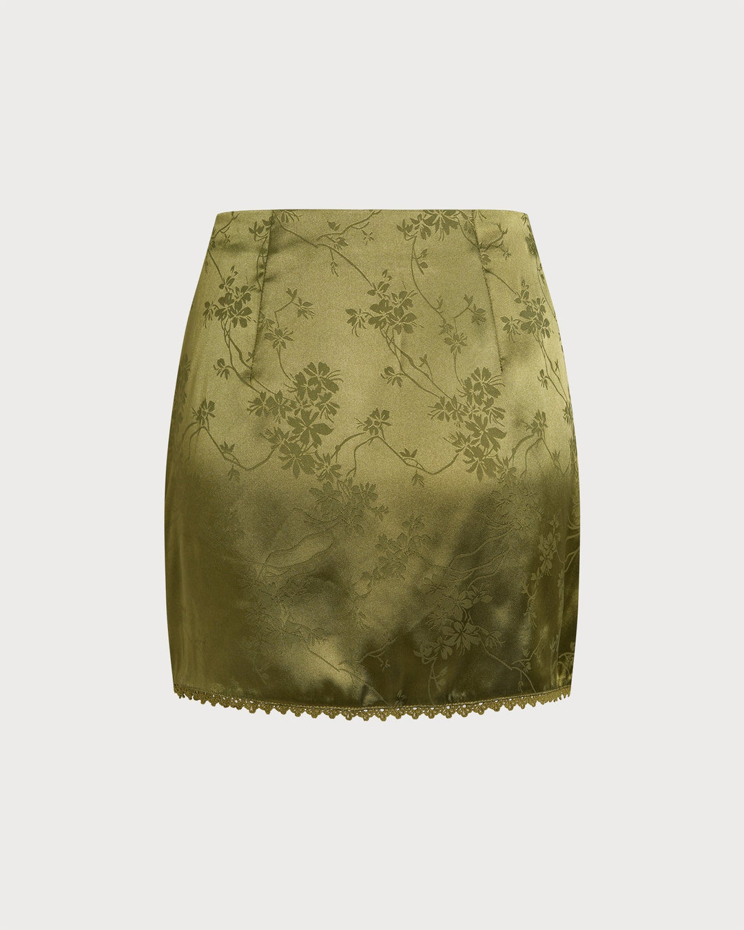 Morgan and Brooke | Floral Satin Mini Skirt for Women in Green