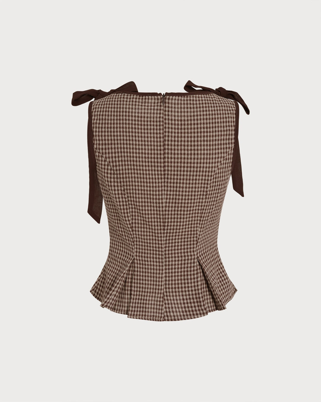 Morgan and Brooke | Brown Plaid Boat Neck Tank Top