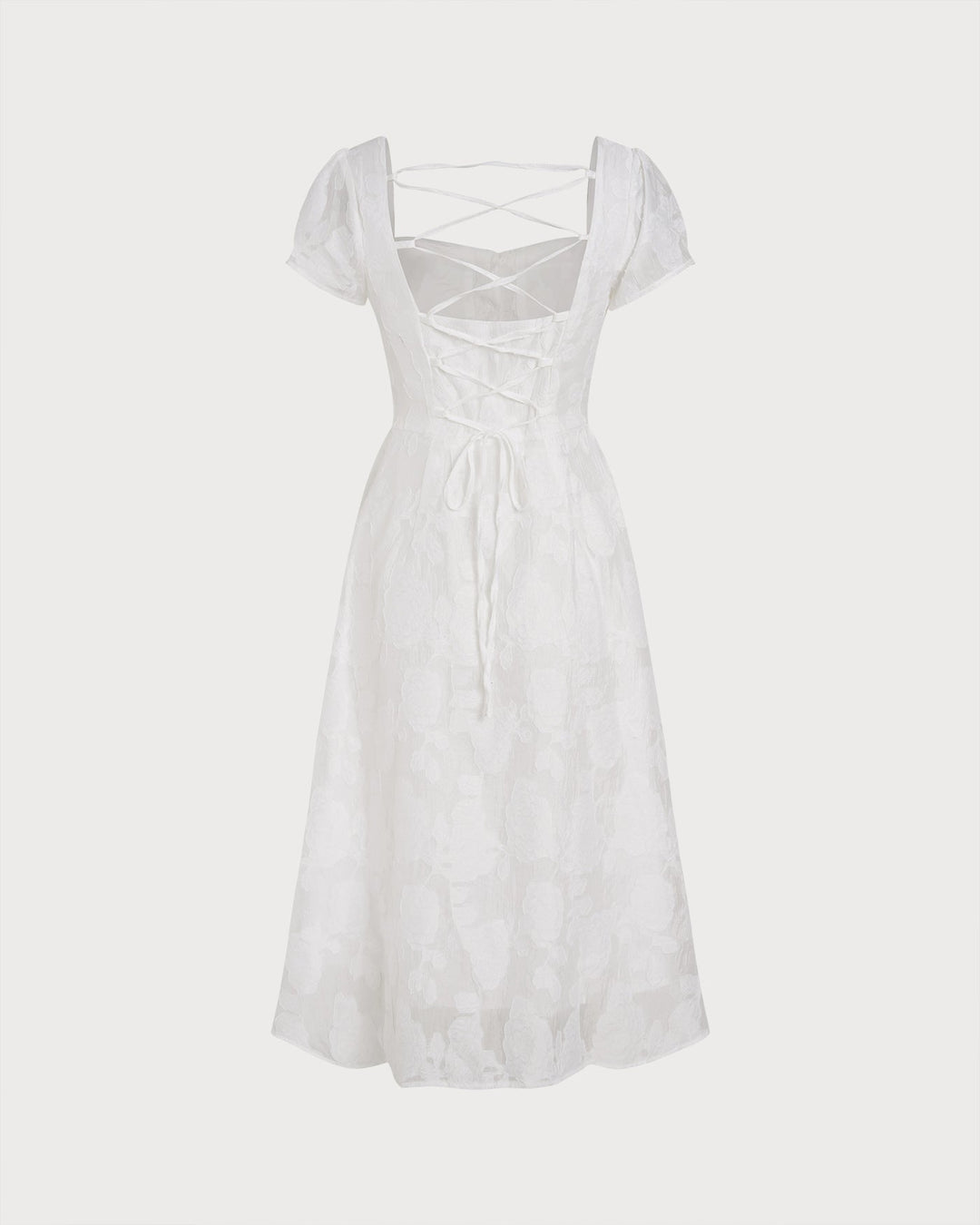 Morgan and Brooke | White Square Neck Cross Midi Dress