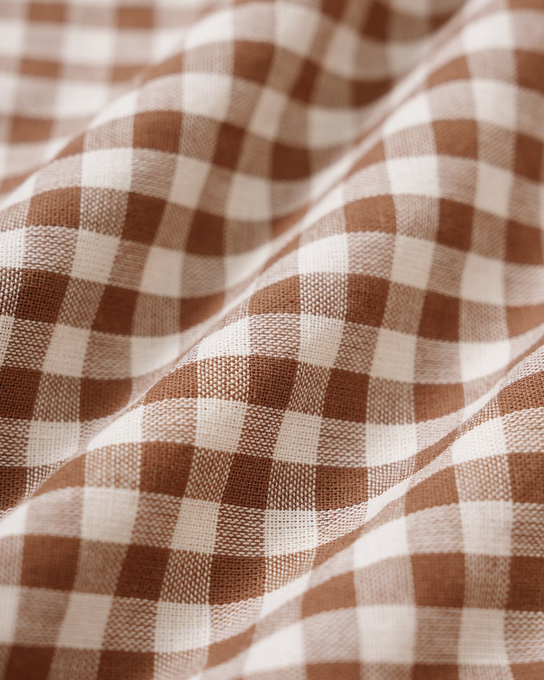 Morgan and Brooke | Brown Plaid Blouse for Women with Square Neck and Puffed Sleeves