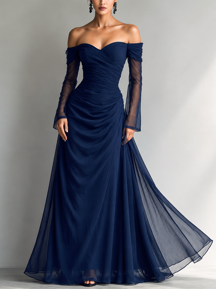 Morgan & Brooke | Dark Blue Chiffon Evening Dress