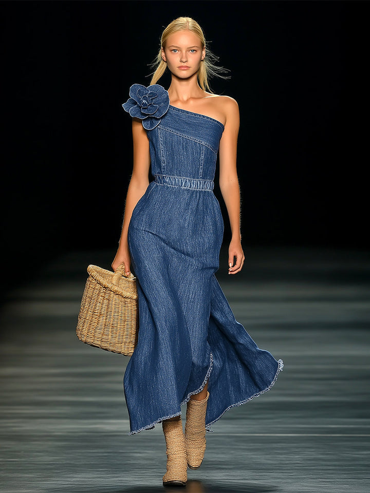Morgan & Brooke | Denim Strapless Evening Dress