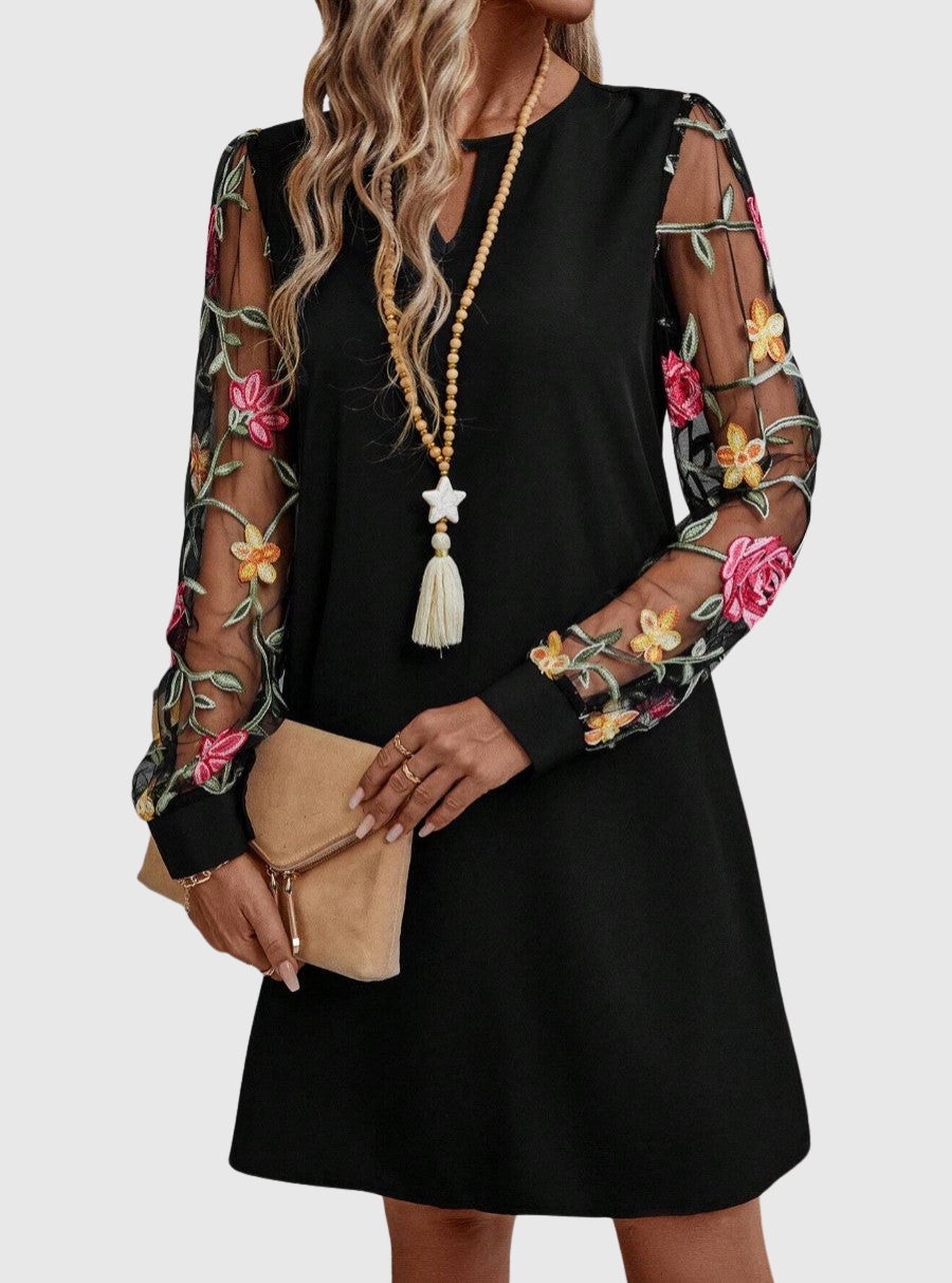 Morgan & Brooke | Multi-Color V-Neck Floral Print Lightweight Mini Dress