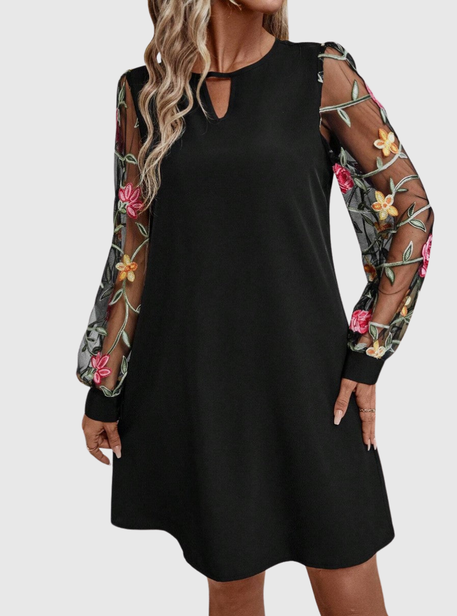 Morgan & Brooke | Multi-Color V-Neck Floral Print Lightweight Mini Dress
