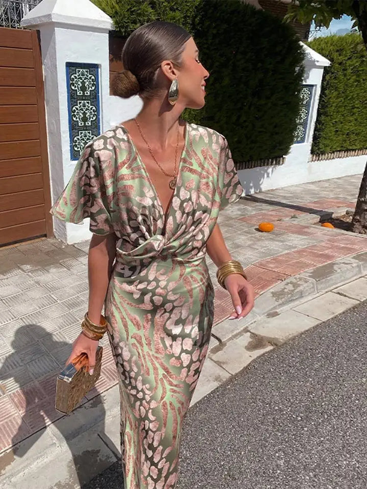Morgan & Brooke | Copper Twist-Front Midi Dress