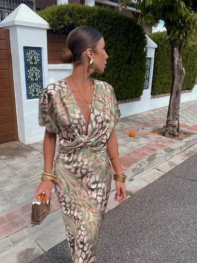 Morgan & Brooke | Copper Twist-Front Midi Dress