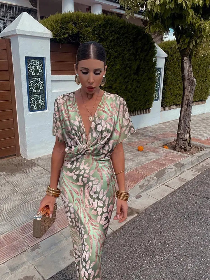 Morgan & Brooke | Copper Twist-Front Midi Dress